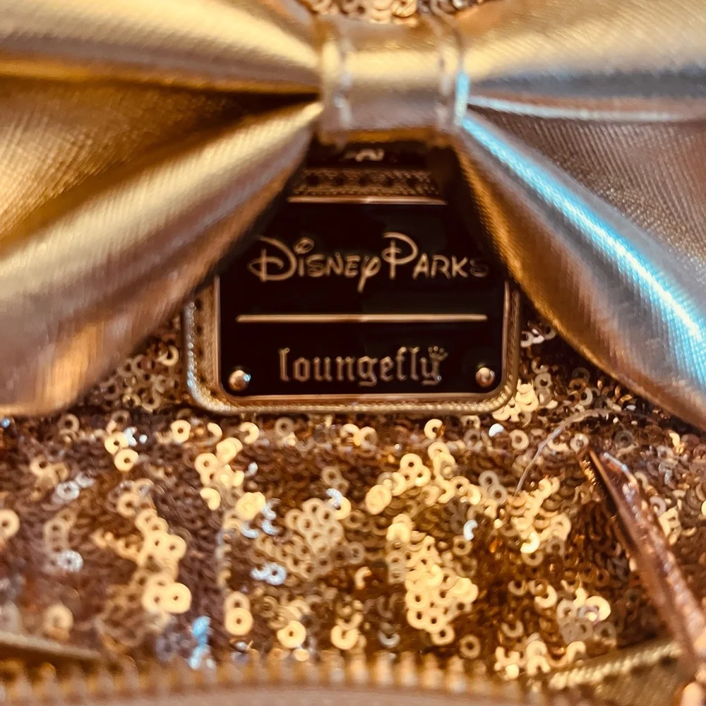 Disney Parks Loungefly Rose Gold Sequined Mini Backpack
